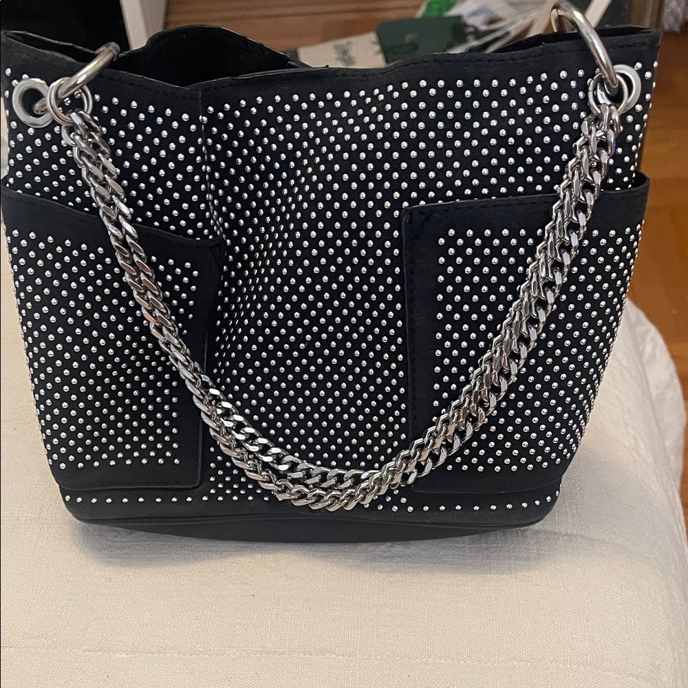 Steve Madden Black Studded Chain Shoulder Bag